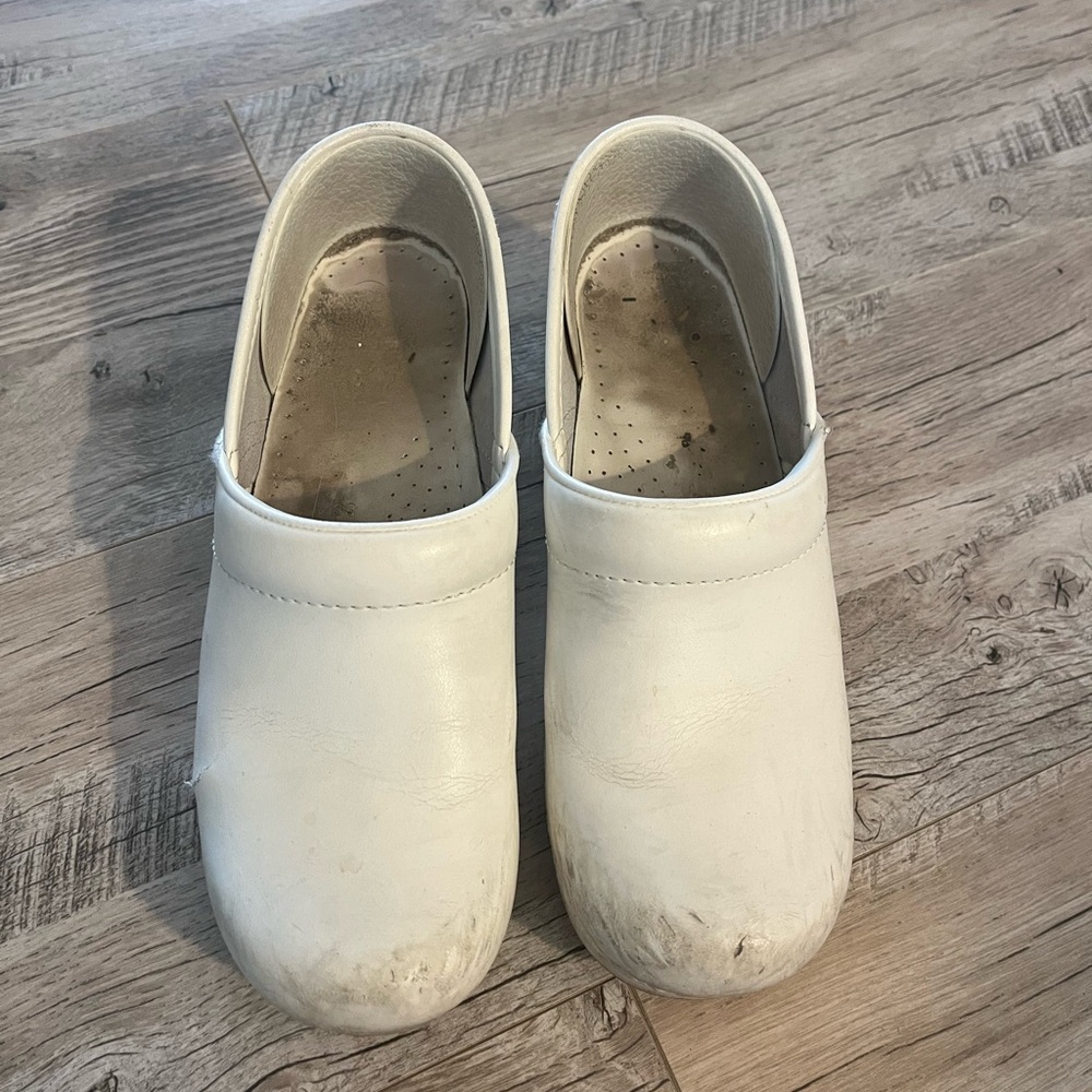 Dansko White Slip-On Clog Shoes